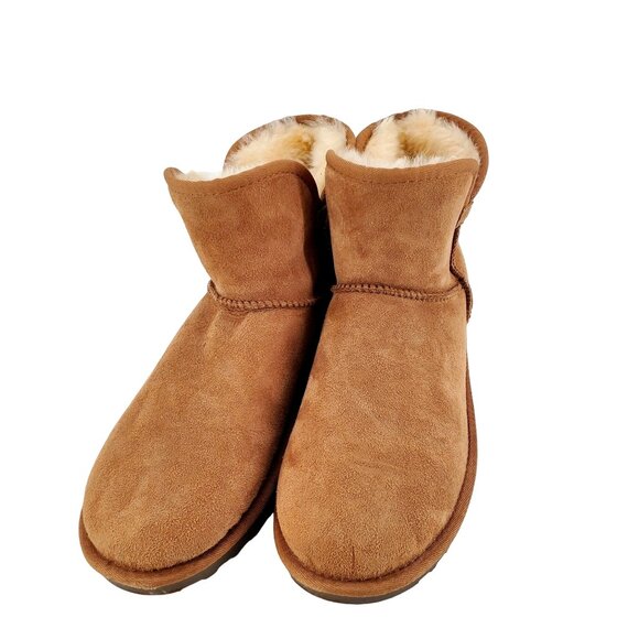 Kirkland 8 Real Fur Boots Shearling Sheepskin Suede Scalloped Fold over Shoes - Picture 16 of 16